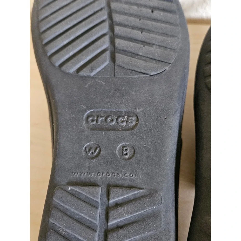 Crocs Sanrah Strappy Wedge Sandals Womens 8 Black Slip On Slide Comfort - Picture 8 of 8